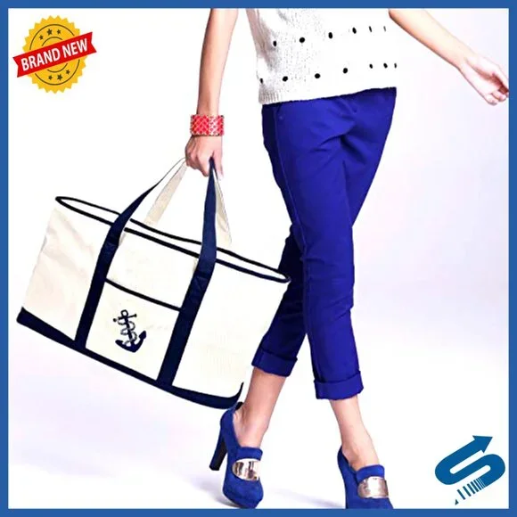 Oversized Canvas Tote Bag Heavy Duty Zipper Grocery Beach Travel Weekender - Picture 6 of 7